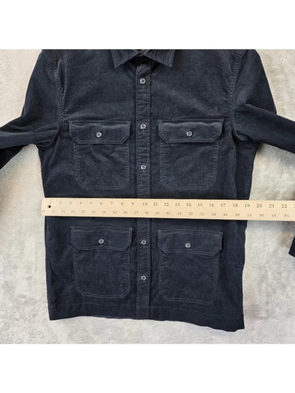 Banana Republic Shirt Mens Small Black Corduroy Military Button Pockets